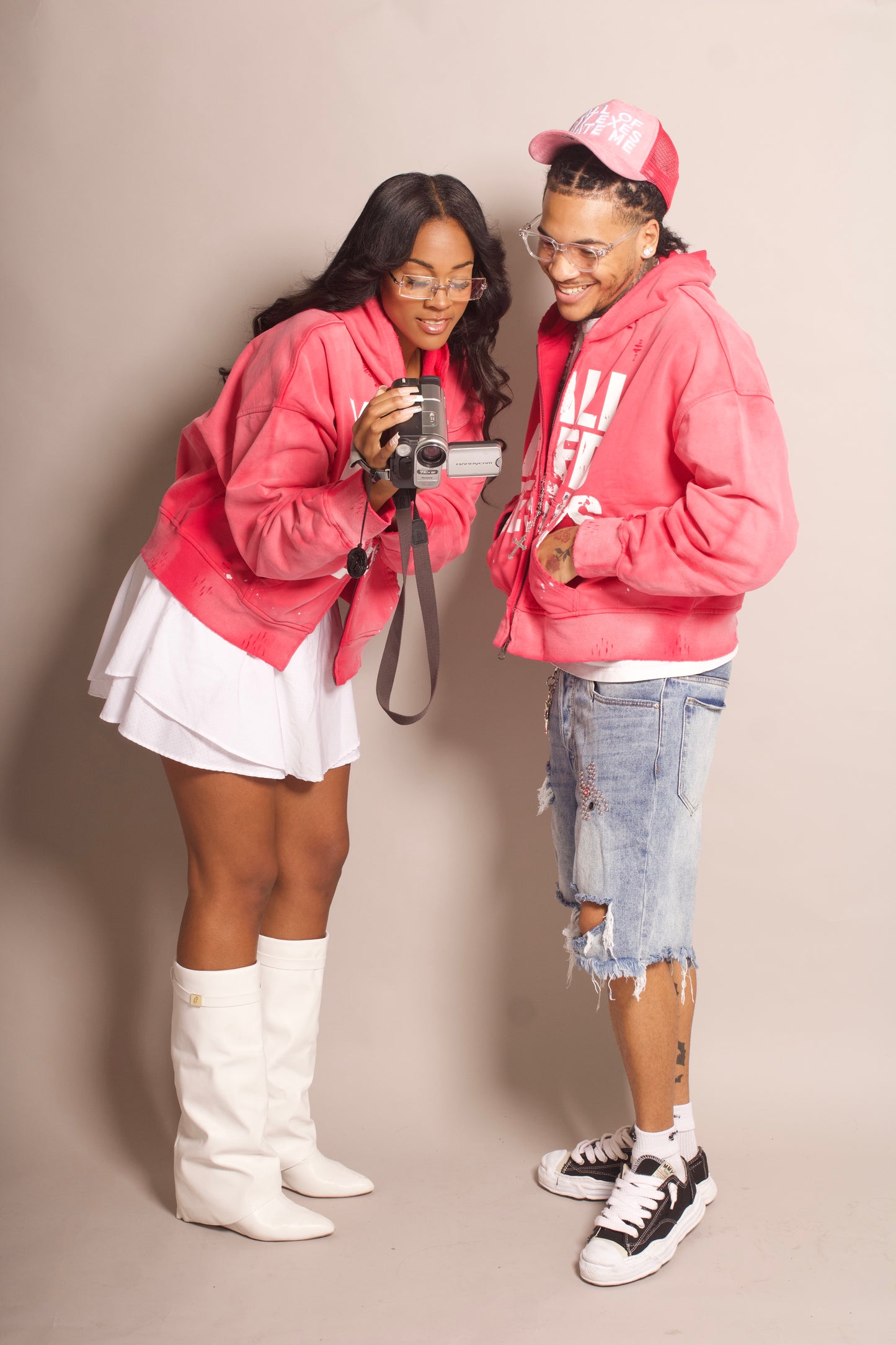 "Pink" Distressed Zip-Up